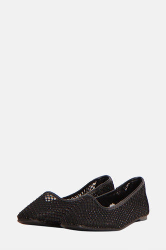 Ballerines noires de ZEB STYLE LAB, avec une structure ajourée et des paillettes fines.