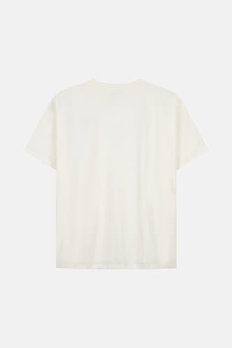 Ecru T-shirt met korte mouwen van BASELAB, effen en met een ronde halslijn, gezien op de achterkant.
