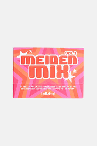 Jeu multicolore 'Meiden Mix Vol.1' de HELLOFUN, avec un motif rayé rose et orange et des étoiles blanches.