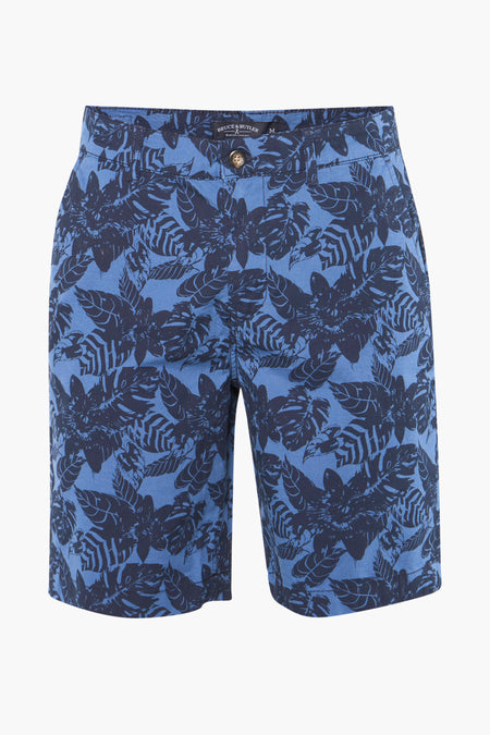 Short bleu de Bruce & Butler, avec un motif floral bleu marine.