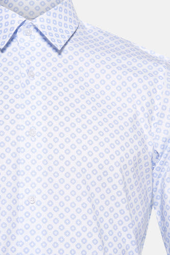 Blauw overhemd met lange mouwen van Bruce & Butler, met een subtiel ruitjespatroon.
