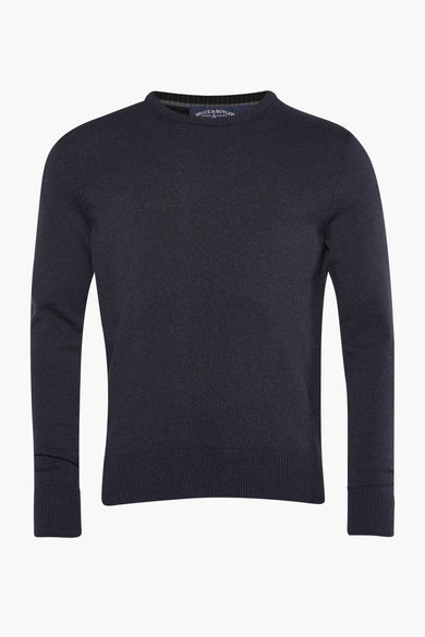 T-shirt bleu avec col rond de Bruce & Butler, en une texture fine tr