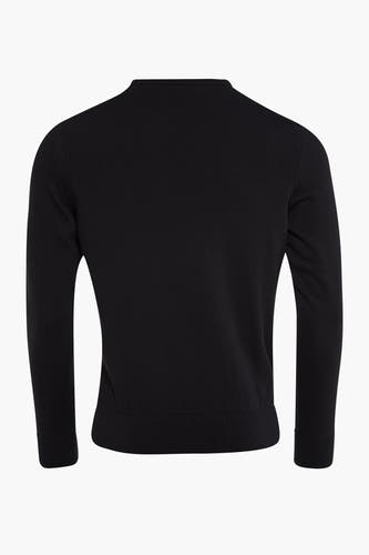 Pull noir avec col rond de Bruce & Butler, avec une fine structure en côtes et des manches longues.