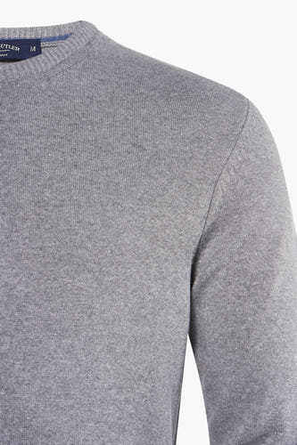Sweat-shirt gris avec col rond de Bruce & Butler, texture fine et design simple.