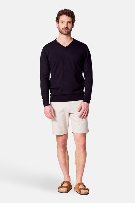 Pull à col en V - noir