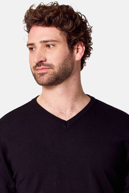 Pull à col en V - noir