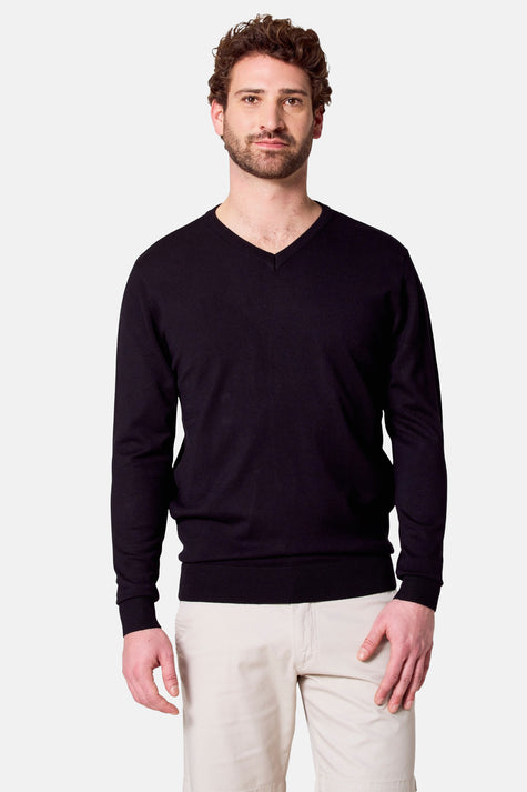 Pull à col en V - noir