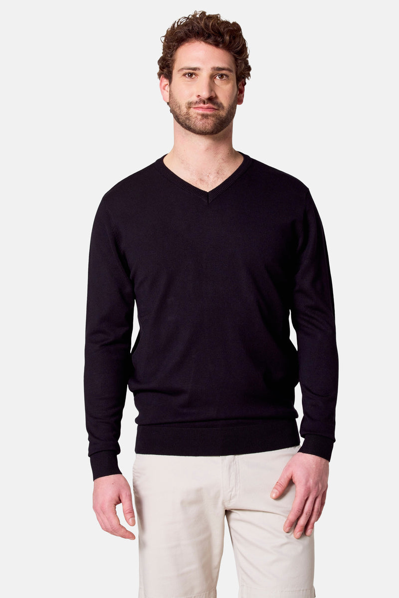 Pull à col en V - noir