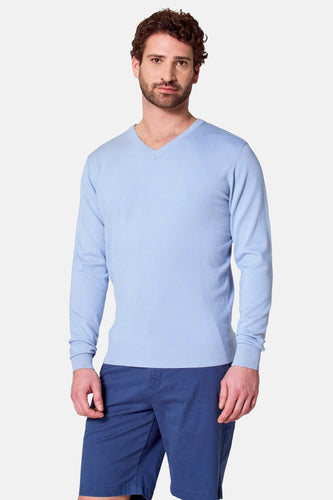 Pull à col en V - Bleu clair