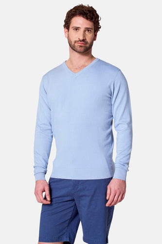 Pull à col en V - Bleu clair - Bruce & Butler