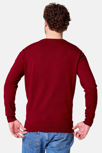 Pull à col en V - bordeaux - Bruce & Butler