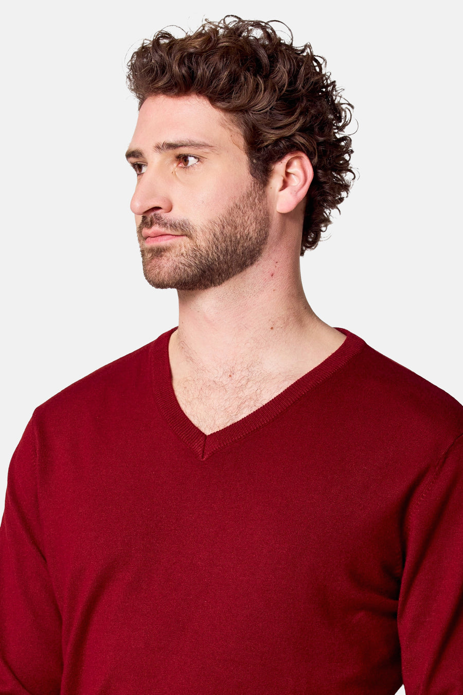 Pull à col en V - bordeaux - Bruce & Butler
