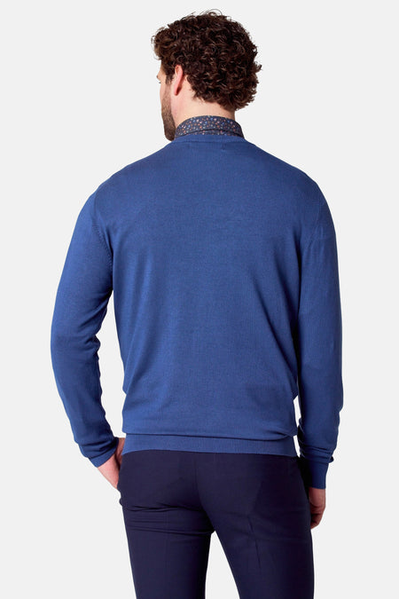 Pull à col en V - bleu