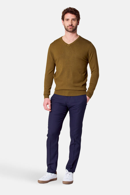 Pull à col en V - vert