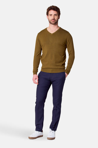 Pull à col en V - vert