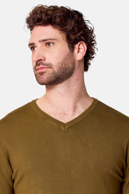 Pull à col en V - vert