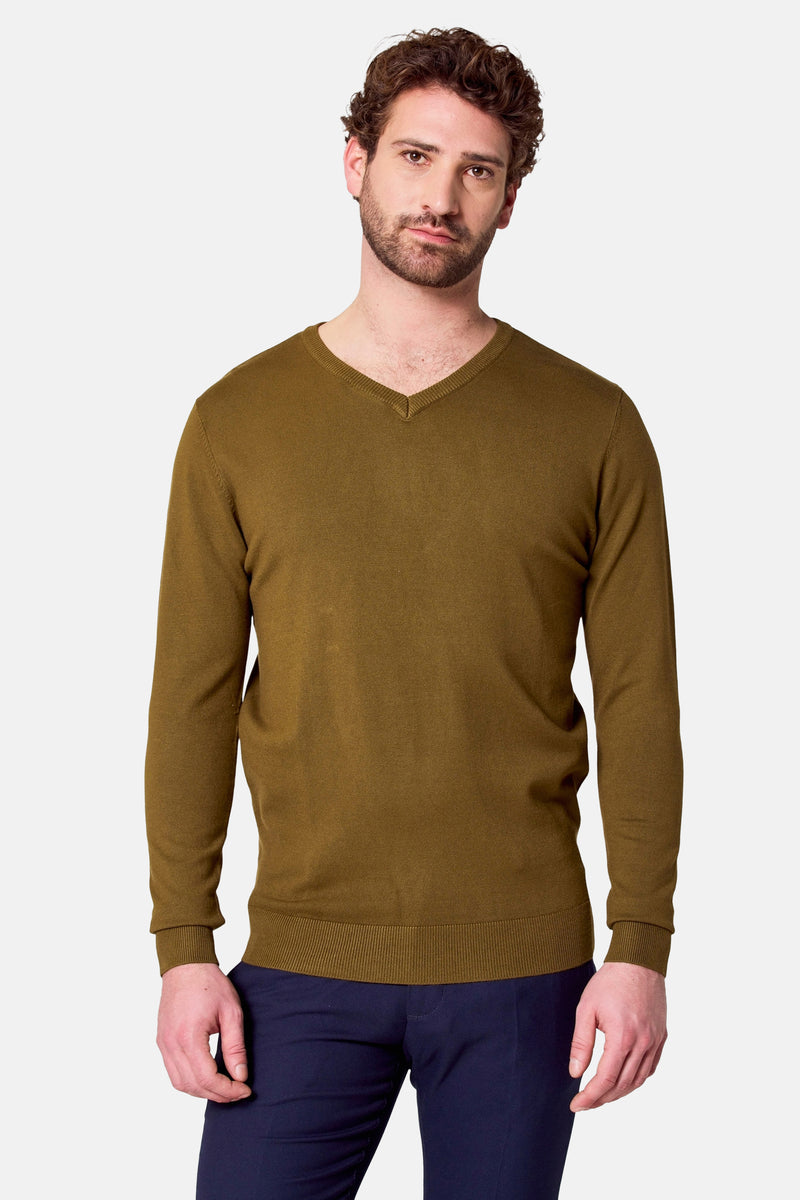 Pull à col en V - vert