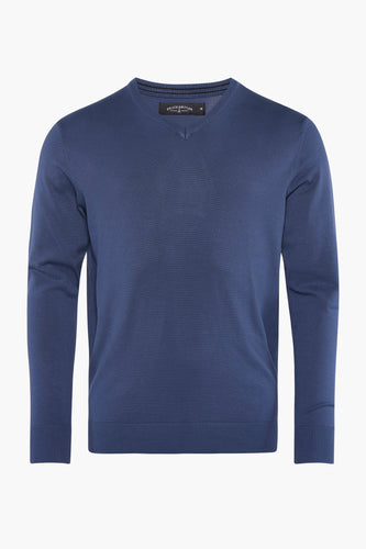 Pull à col en V - bleu