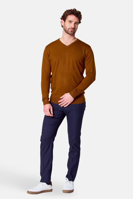 Pull à col en V - brun