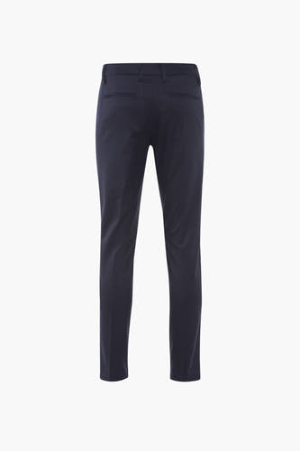 Pantalon de costume bleu Bruce & Butler, avec un motif subtil de carreaux et des poches arrière.