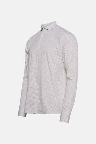 Chemise blanche à manches longues de Bruce & Butler, avec un motif subtil.