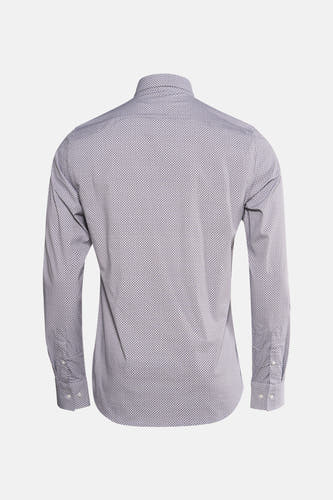 Chemise grise à manches longues de Bruce & Butler, avec un petit motif à points, vue de dos.