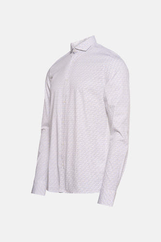 Chemise blanche à manches longues de Bruce & Butler, dotée d'un subtil dessin géométrique.