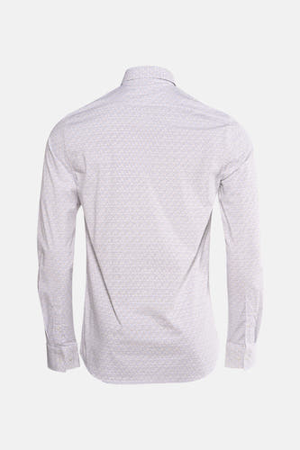 Chemise blanche à manches longues de Bruce & Butler, avec un fin motif géométrique.