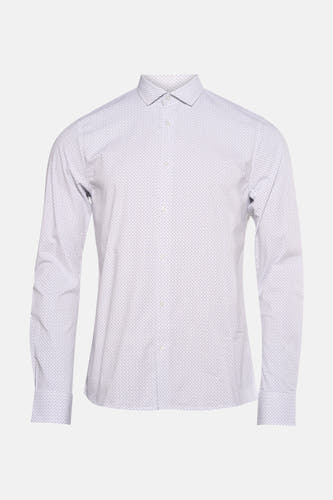 Chemise blanche à manches longues de Bruce & Butler, avec un motif de points subtil.