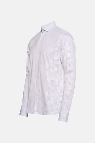 Chemise blanche à manches longues de Bruce & Butler, dotée d'un fin et subtil motif à points.