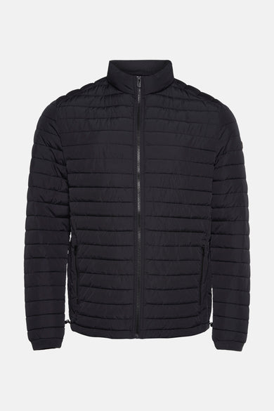 Manteau court noir de Bruce & Butler, avec fermeture éclair et motif doublé.
