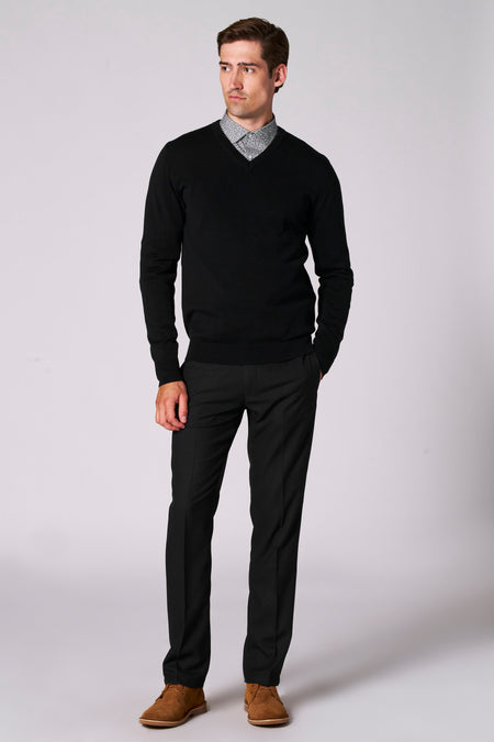 Pull à col en V - noir