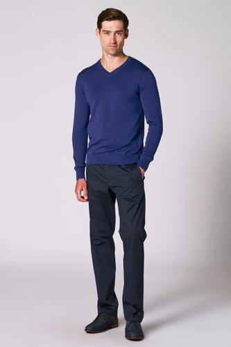 Pull à col en V - bleu - Bruce & Butler