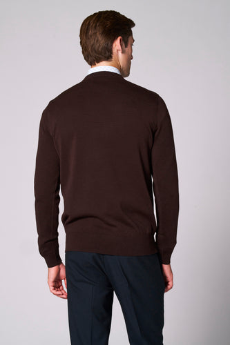 Pull à col en V - brun - Bruce & Butler