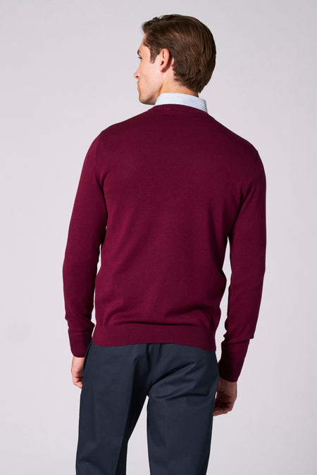 Pull à col en V - bordeaux