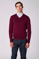 Pull à col en V - bordeaux