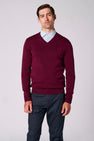 Pull à col en V - bordeaux