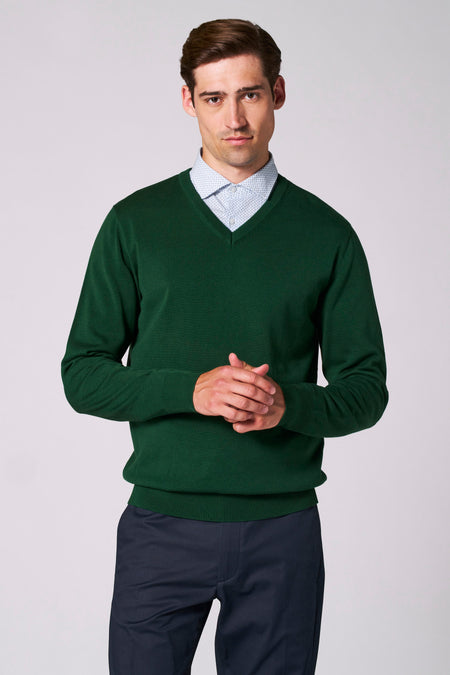 Pull à col en V - vert