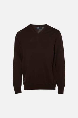 Pull à col en V - brun