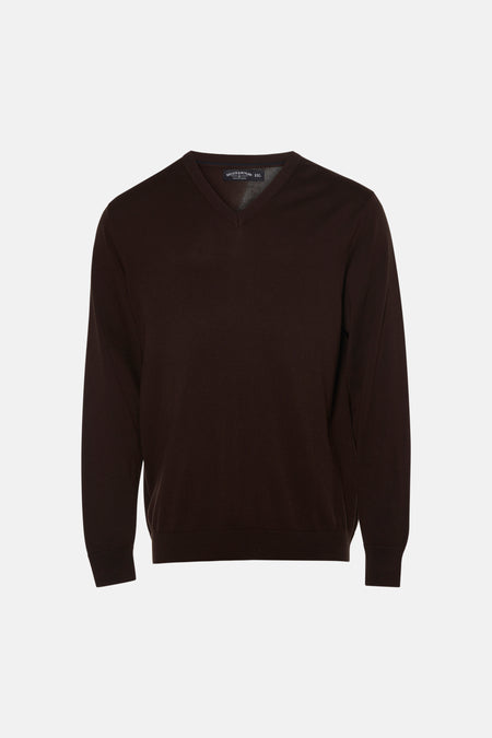Pull à col en V - brun