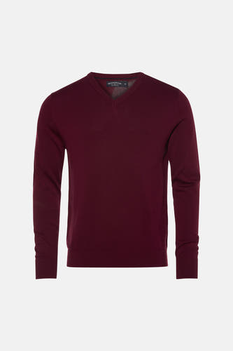 Pull à col en V - bordeaux