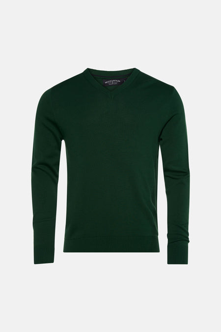 Pull à col en V - vert