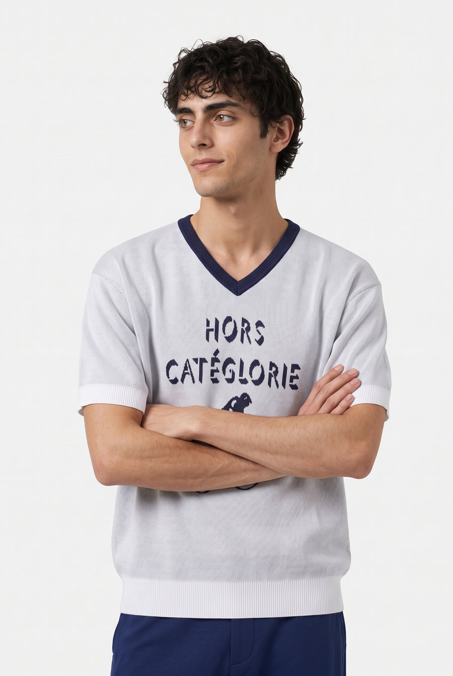 Pull col O - blanc