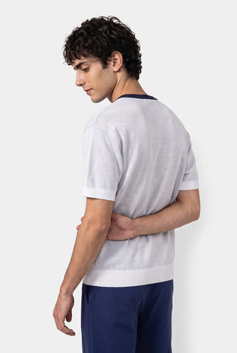 Pull col O - blanc
