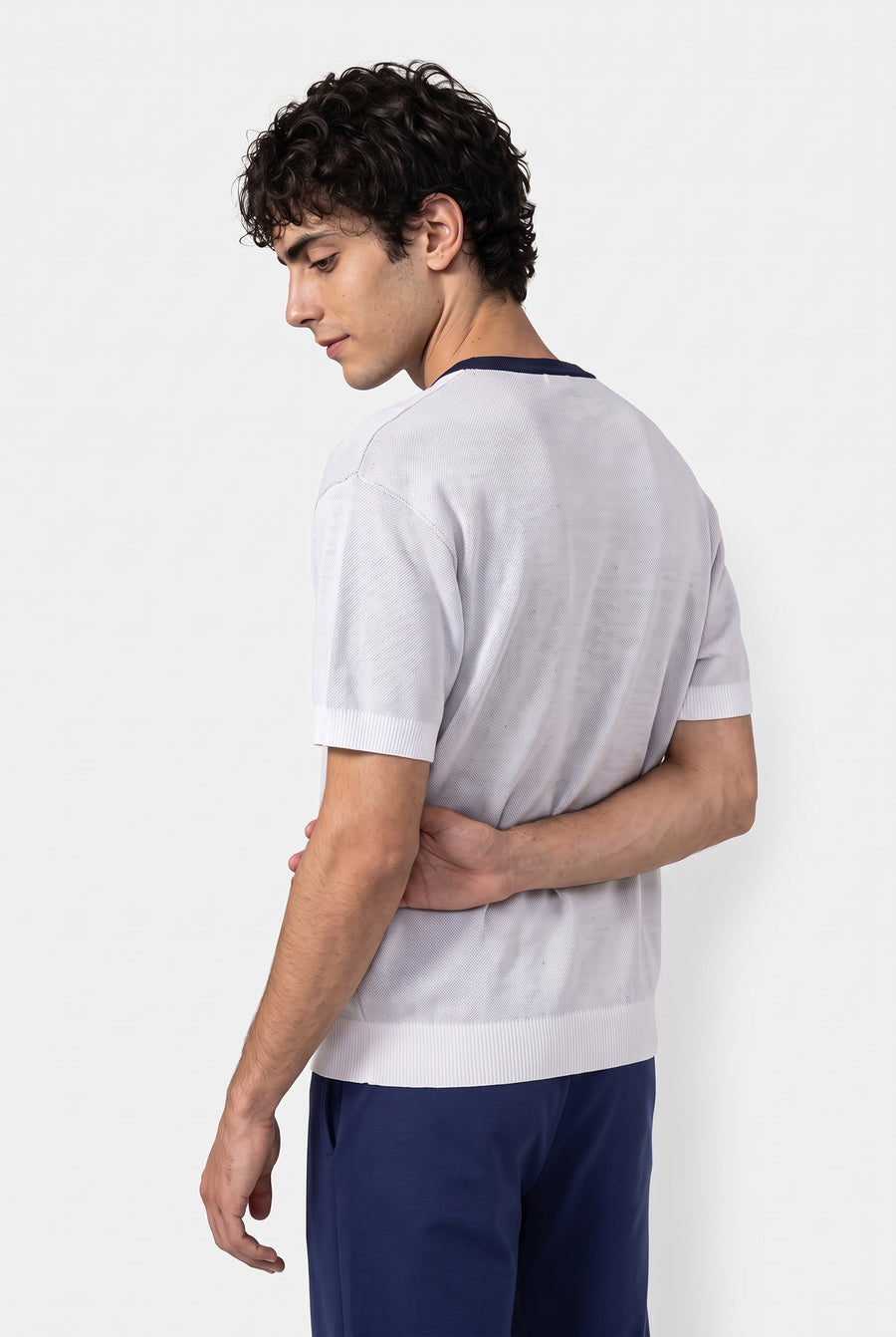 Pull col O - blanc