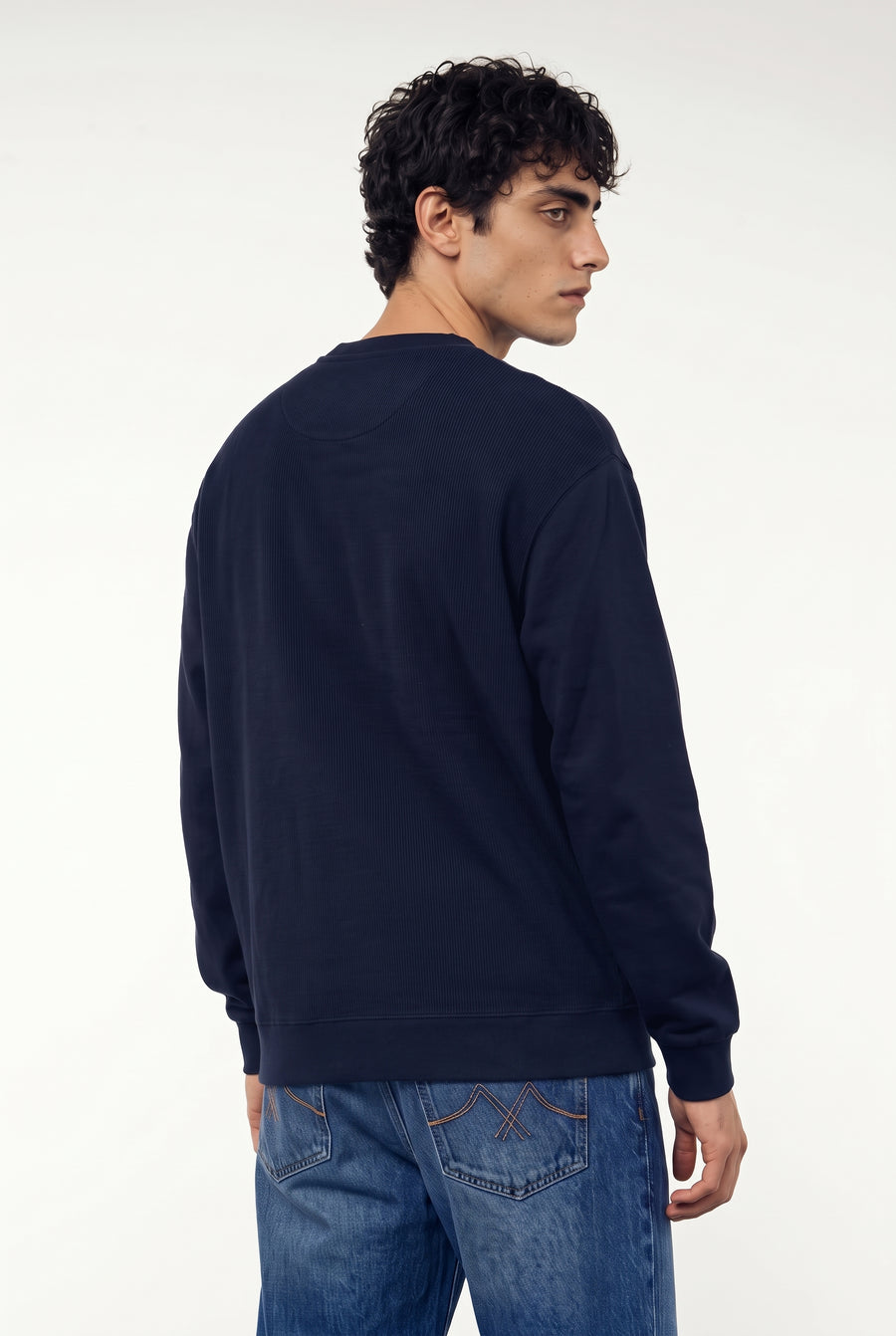 Sweat col O - bleu