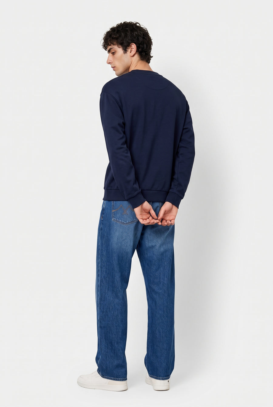 Sweat col O - bleu