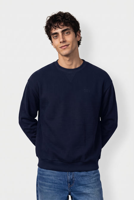 Sweat col O - bleu