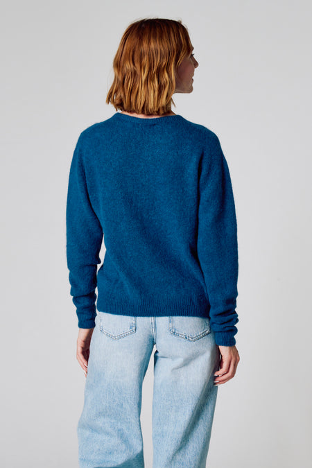 Pull à col rond - bleu
