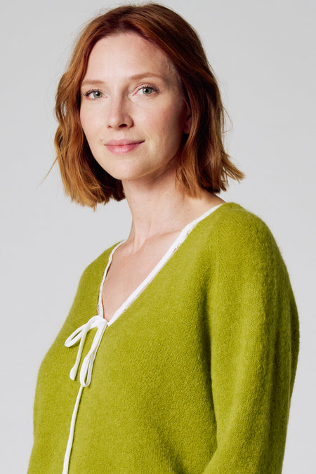 Pull à col en V - vert